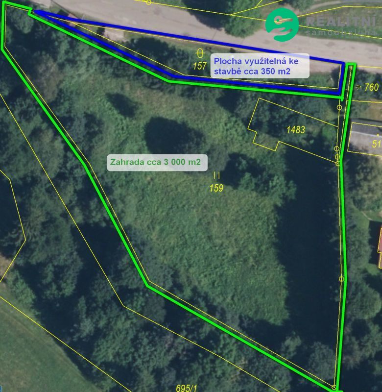 Rovinatá stavební parcela cca 350 m2 s rozlehlou zahradou - obrázek č.2