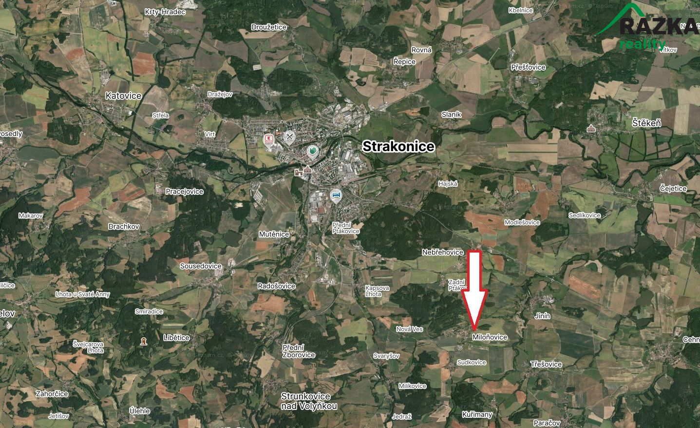 Stavební pozemek (9827 m2) Miloňovice, okr. Strakonice - obrázek č.2
