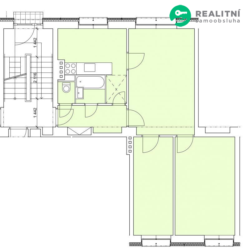 Byt 3+1 63 m2 osobní vlastnictví, Chrudim, klidné místo, cihla - obrázek č.12