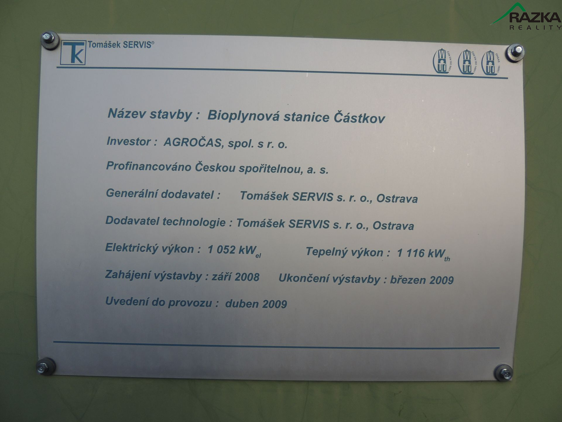 Bioplynová stanice 1.052 kW - obrázek č.20